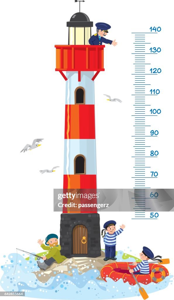 Lighthouse Height Ranking Meter Wall Or Height Chart With Lighthouse High-Res Vector Graphic ...
