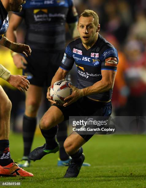 Rob Burrow of Leeds during the Betfred Super League match between Leigh Centurions and Leeds Rhinos at Leigh Sports Village on February 17, 2017 in...