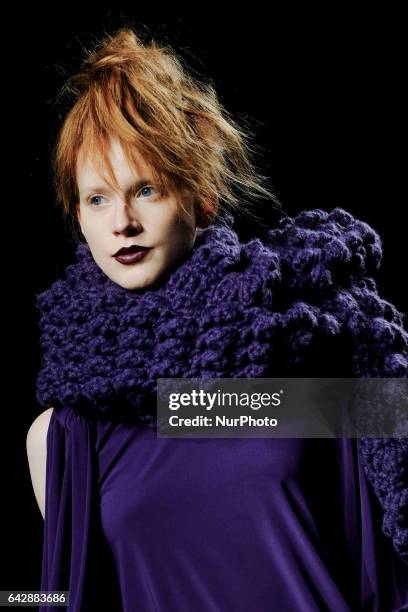 Model walks the runway at the ULISES MÉRIDA show during the Mercedes-Benz Madrid Fashion Week Autumn/Winter 2017/2018 at IFEMA on February 19, 2017...