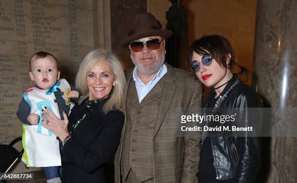 Son Raymond Suckling, Elaine Winstone, Ray Winstone and Lola Winstone attend the Pam Hogg show during the London Fashion Week February 2017...