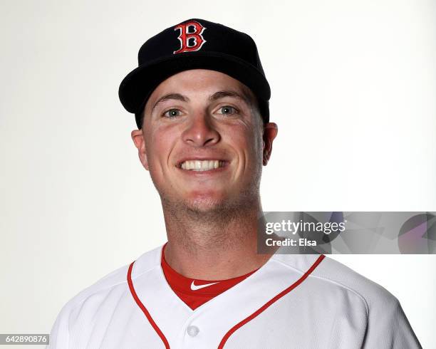 Matt Dominguez of the Boston Red Sox poses for a portrait during the Boston Red Sox photo day on February 19, 2017 at JetBlue Park in Ft. Myers,...