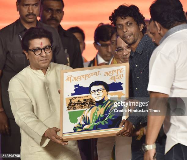 Maharashtra Navnirman Sena Chief Raj Thackeray during an election rally for the upcoming BMC election at Dadar Station, on February 18, 2017 in...