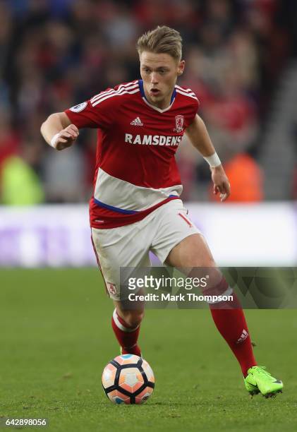 Viktor Fischer of Middlesbrough in action during the Emirates FA Cup Fifth Round match between Middlesbrough and Oxford United at the Riverside...