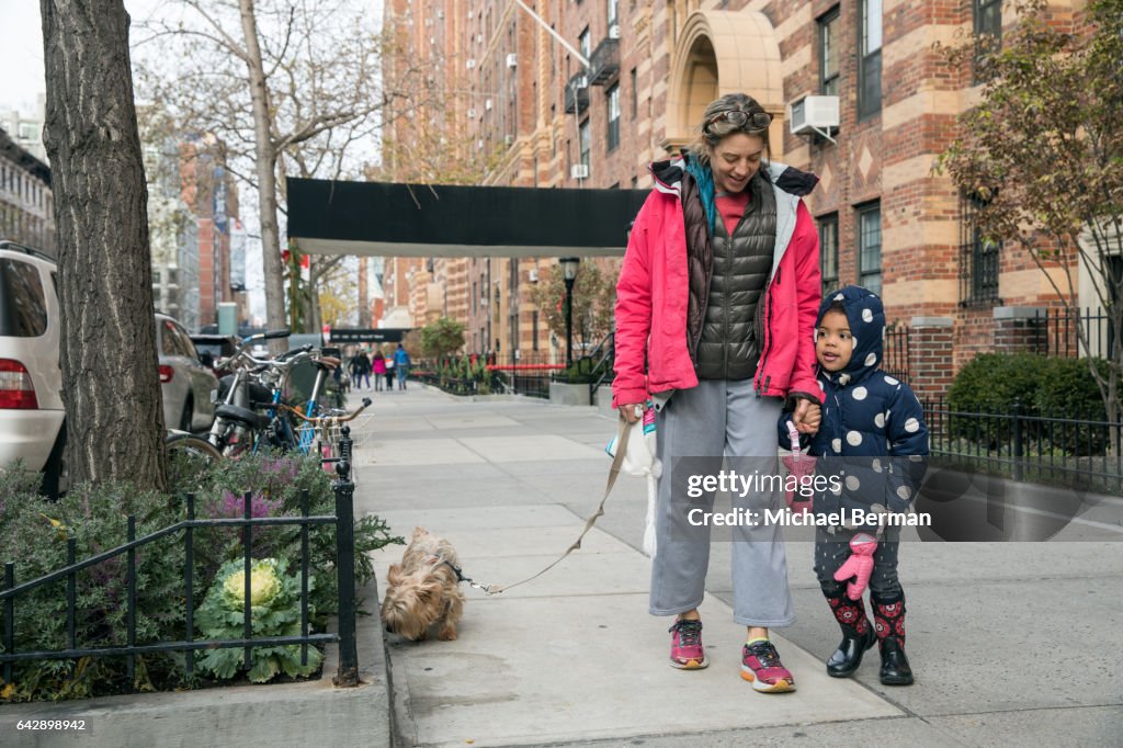 Young girl and her mom in New York City
