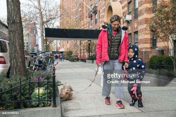 Young girl and her mom in New York City