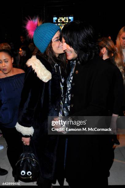 Noel Fielding and Lliana Bird attend the Pam Hogg show during the London Fashion Week February 2017 collections on February 19, 2017 in London,...