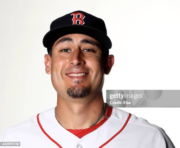 Allen Craig of the Boston Red Sox poses for a portrait during the Boston Red Sox photo day on February 19, 2017 at JetBlue Park in Ft. Myers, Florida.