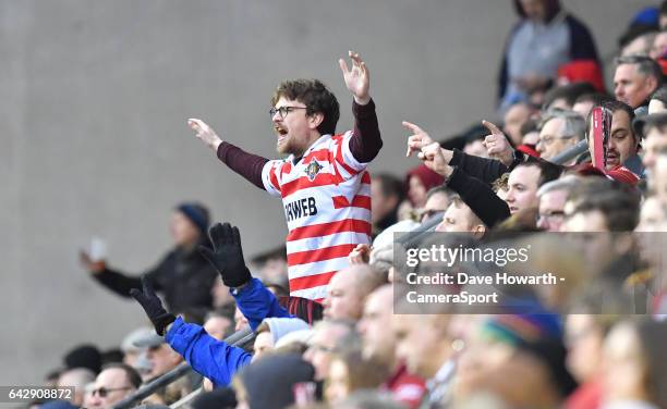 Wigan fans during the Dacia World Club Challenge match between Wigan Warriors v Cronulla-Sutherland Sharks at DW Stadium on February 19, 2017 in...