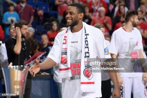 Darius Miller of Brose Bamberg after the game between Bayern Muenchen and Brose Bamberg on february 19, 2017 in Berlin, Germany.