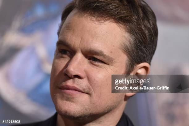 Actor Matt Damon arrives at the premiere of Universal Pictures' 'The Great Wall' at TCL Chinese Theatre IMAX on February 15, 2017 in Hollywood,...