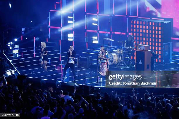 Joe Jonas of DNCE performs during the 2017 Taco Bell Skills Challenge at Smoothie King Center on February 18, 2017 in New Orleans, Louisiana. NOTE TO...