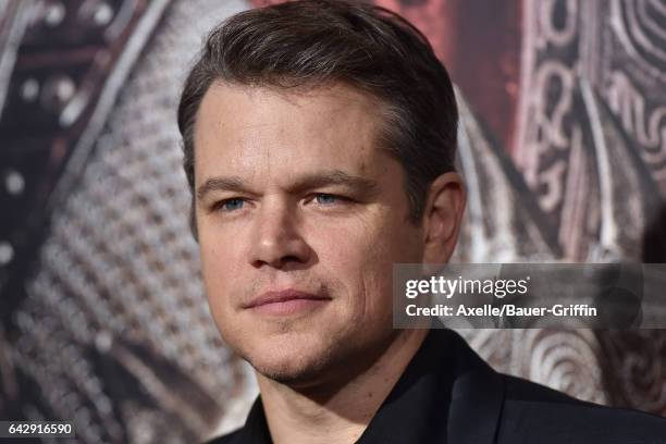 Actor Matt Damon arrives at the premiere of Universal Pictures' 'The Great Wall' at TCL Chinese Theatre IMAX on February 15, 2017 in Hollywood,...