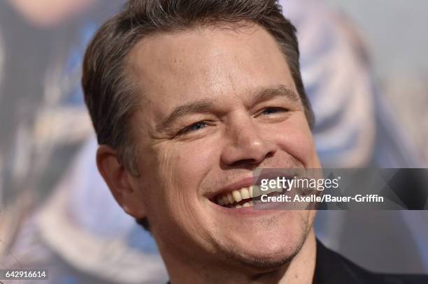 Actor Matt Damon arrives at the premiere of Universal Pictures' 'The Great Wall' at TCL Chinese Theatre IMAX on February 15, 2017 in Hollywood,...