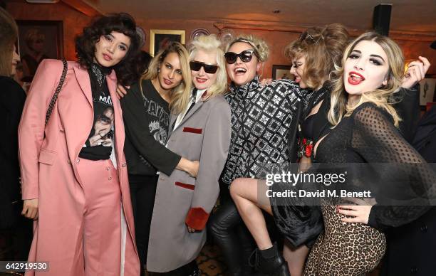 Betty Bachz, Alice Dellal, Pam Hogg, Jaime Winstone, Ellie Rae Winstone, Lilyella Zender Blatt and Lily Platt attend the Pam Hogg after-show party...