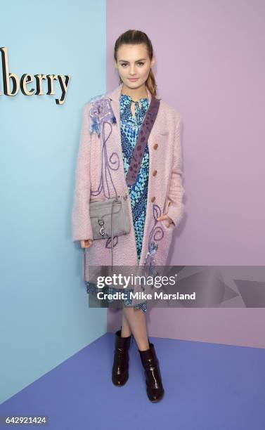 Niomi Smart attends the Mulberry show during the London Fashion Week February 2017 collections on February 19, 2017 in London, England.