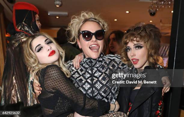 Lilyella Zender Blatt, Lily Platt, Jaime Winstone and Ellie Rae Winstone attend the Pam Hogg after-show party during the London Fashion Week February...