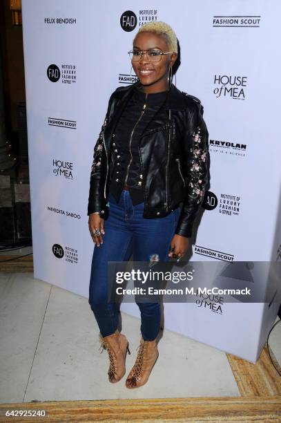 Gifty Louise attends the House Of Mea show during the London Fashion Week February 2017 collections on February 19, 2017 in London, England.