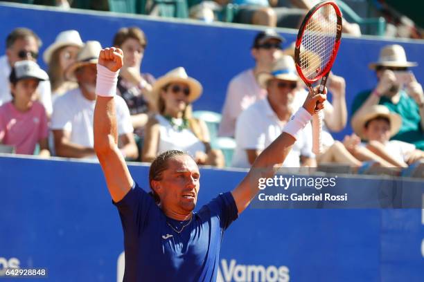 Alexandr Dolgopolov of Ukraine celebrates after wining the final match between Kei Nishikori of Japan and Alexandr Dolgopolov of Ukraine as part of...