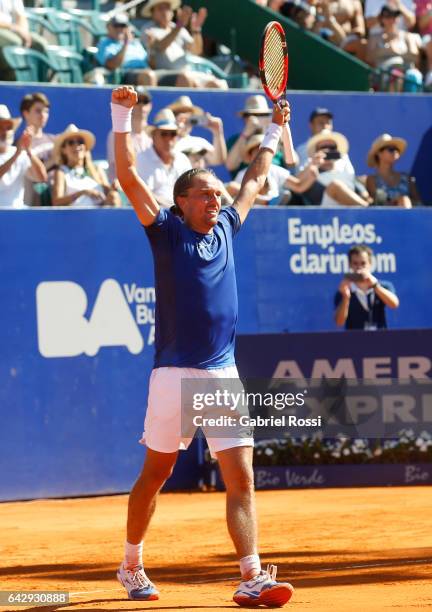 Alexandr Dolgopolov of Ukraine celebrates after wining the final match between Kei Nishikori of Japan and Alexandr Dolgopolov of Ukraine as part of...