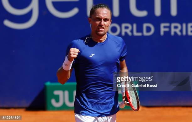 Alexandr Dolgopolov of Ukraine celebrates after wining a point during a final match between Kei Nishikori of Japan and Alexandr Dolgopolov of Ukraine...