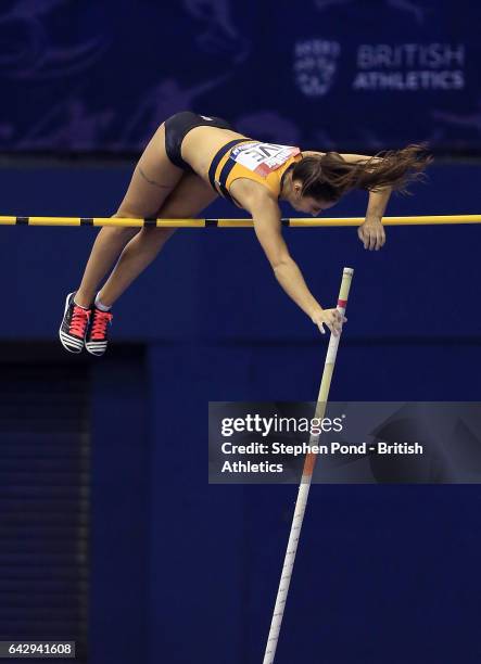 Jade Ive of Great Britain competes in the womens pole vault during the Muller Indoor Grand Prix 2017 at the Barclaycard Arena on February 18, 2017 in...