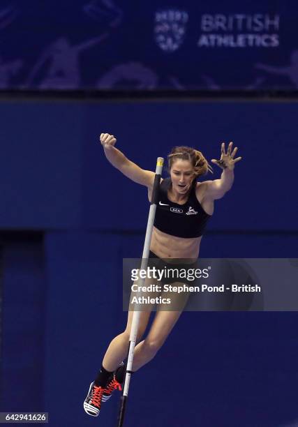 Sally Peake of Great Britain competes in the womens pole vault during the Muller Indoor Grand Prix 2017 at the Barclaycard Arena on February 18, 2017...