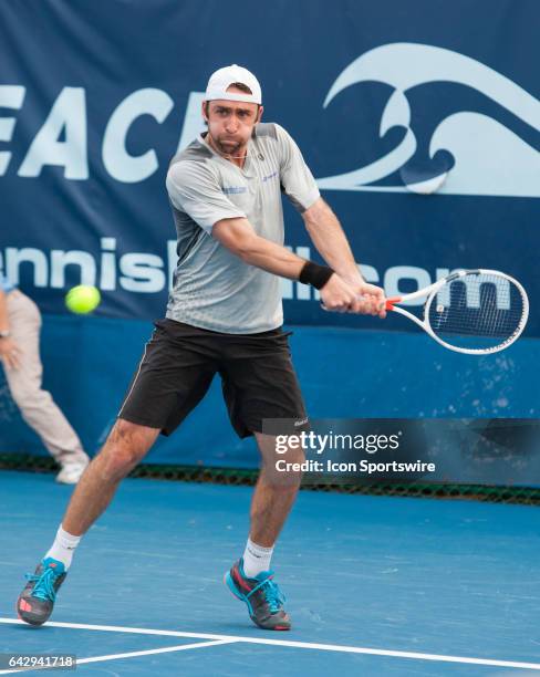 Benjamin Becker defeats Philip Bester during the Qualifying Round of the ATP Delray Beach Open on February 18, 2017 at Delray Beach Stadium & Tennis...