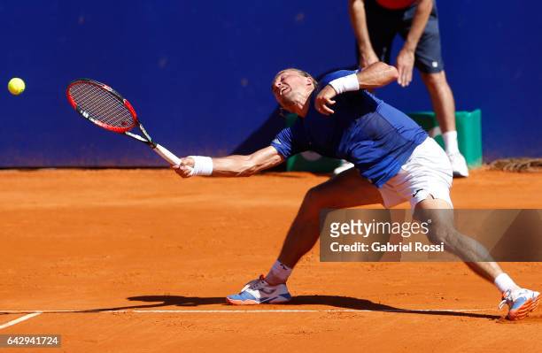 Alexandr Dolgopolov of Ukraine takes a forehand shot during a final match between Kei Nishikori of Japan and Alexandr Dolgopolov of Ukraine as part...