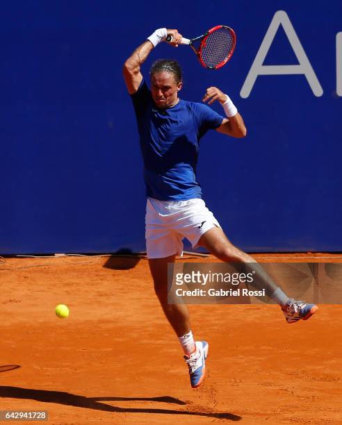 Alexandr Dolgopolov of Ukraine takes a forehand shot during a final match between Kei Nishikori of Japan and Alexandr Dolgopolov of Ukraine as part...