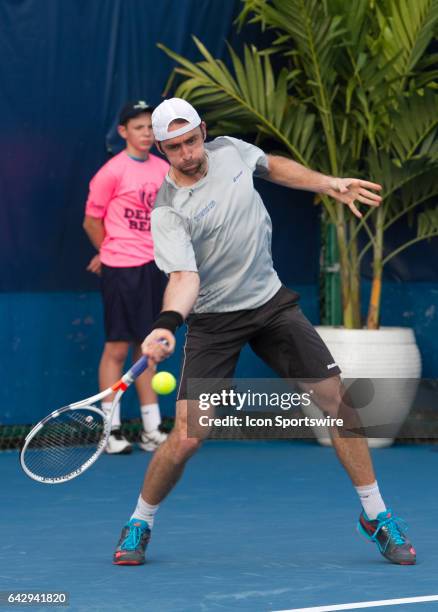 Benjamin Becker defeats Philip Bester during the Qualifying Round of the ATP Delray Beach Open on February 18, 2017 at Delray Beach Stadium & Tennis...