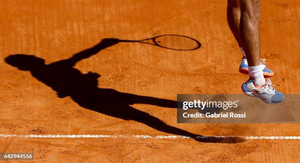 Alexandr Dolgopolov of Ukraine serves during a final match between Kei Nishikori of Japan and Alexandr Dolgopolov of Ukraine as part of ATP Argentina...