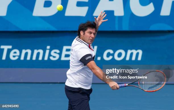 Sebastien Grosjean during the ATP Masters Tour Doubles Match during the Delray Beach Open on February 18, 2017 at Delray Beach Stadium & Tennis...