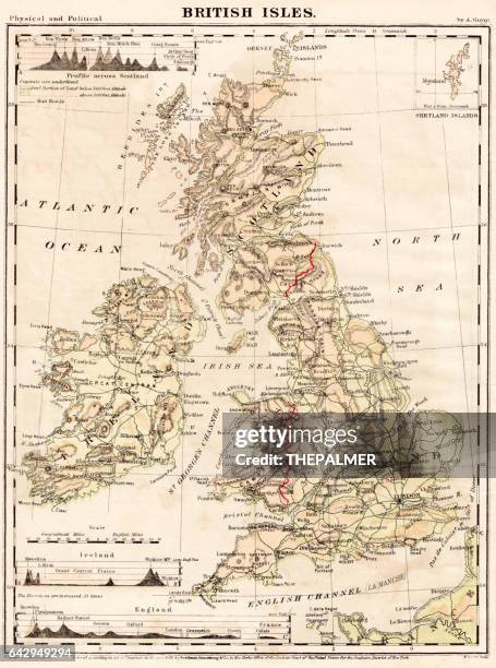 british isles map 1867 - scotland map stock illustrations