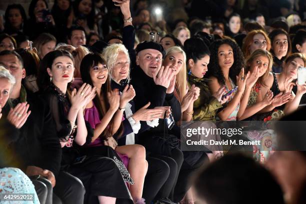 Mille Brady, Zara Martin, Ellen von Unwerth, Sascha Lilic, Amber le Bon, guest and Corrine Bailey Rae sit in the front row at the Temperley London FW...