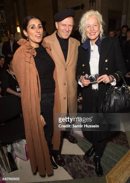 Tracy Lowy, Paul Simonon and Ellen von Unwerth attend the Pam Hogg show during the London Fashion Week February 2017 collections on February 19, 2017...