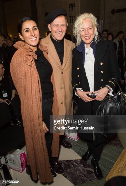 Tracy Lowy, Paul Simonon and Ellen von Unwerth attend the Pam Hogg show during the London Fashion Week February 2017 collections on February 19, 2017...
