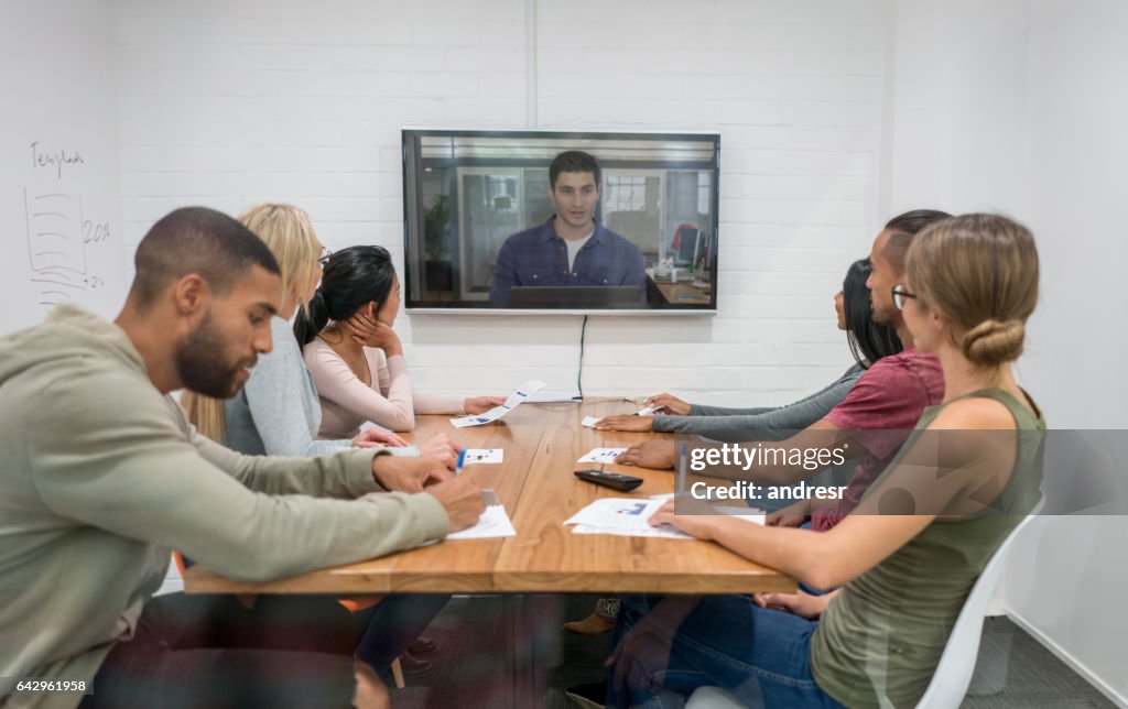 Online business meeting at the office