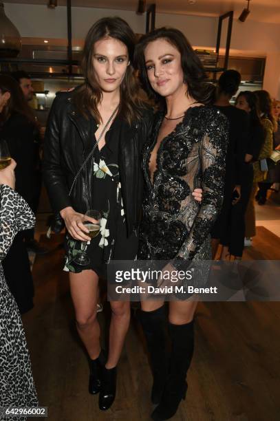 Charlotte Wiggins and Eliza Cummings arrive as Topshop and Leandra Medine host dinner to celebrate London Fashion Week on February 19, 2017 in...