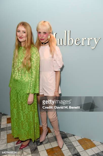 Petite Meller with guest attends the Mulberry Winter '17 LFW Aftershow Party at The Ivy Soho Brasserie on February 19, 2017 in London, England.