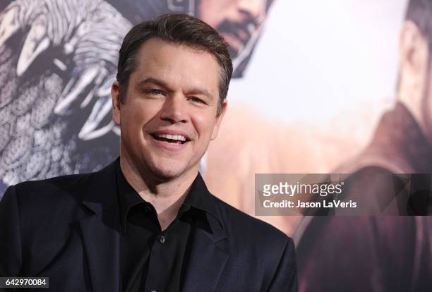 Actor Matt Damon attends the premiere of "The Great Wall" at TCL Chinese Theatre IMAX on February 15, 2017 in Hollywood, California.