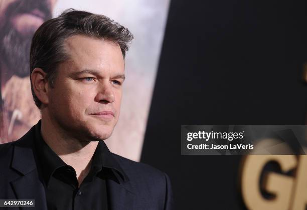 Actor Matt Damon attends the premiere of "The Great Wall" at TCL Chinese Theatre IMAX on February 15, 2017 in Hollywood, California.