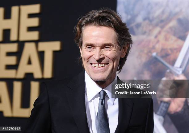 Actor Willem Dafoe attends the premiere of "The Great Wall" at TCL Chinese Theatre IMAX on February 15, 2017 in Hollywood, California.