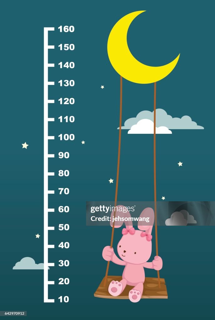 Meter Long Rabbit Meter Wall With Rabbit On Swing Hanging High-Res Vector Graphic - Getty ...