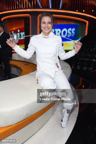 German fencher Britta Heidemann attends the TV Show 'Klein Gegen Gross' at Studio Adlershof on February 19, 2017 in Berlin, Germany.