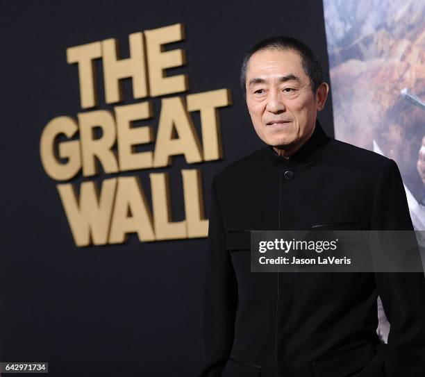 Director Zhang Yimou attends the premiere of "The Great Wall" at TCL Chinese Theatre IMAX on February 15, 2017 in Hollywood, California.