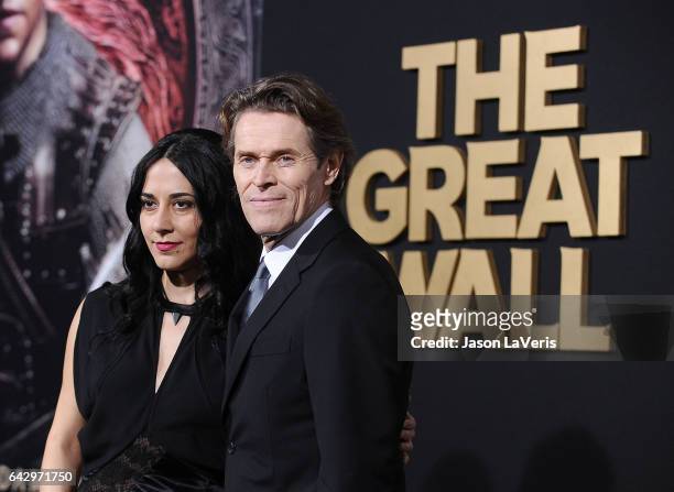Actor Willem Dafoe and wife Giada Colagrande attend the premiere of "The Great Wall" at TCL Chinese Theatre IMAX on February 15, 2017 in Hollywood,...