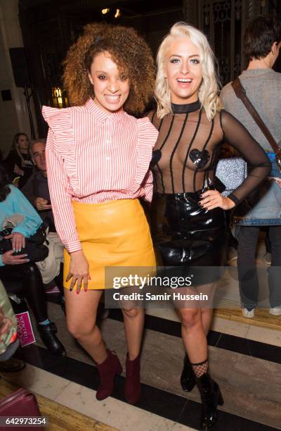 Chloe Paige and guest attend the Pam Hogg show during the London Fashion Week February 2017 collections on February 19, 2017 in London, England.