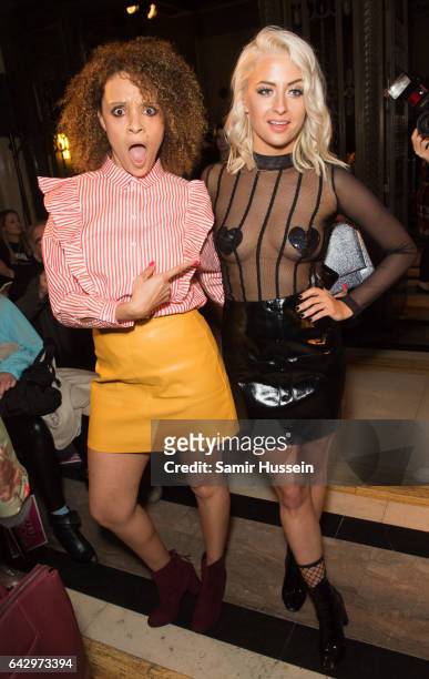 Chloe Paige and guest attend the Pam Hogg show during the London Fashion Week February 2017 collections on February 19, 2017 in London, England.