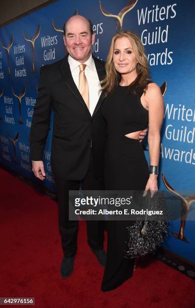 Actor David Koechner and Leigh Koechner attend the 2017 Writers Guild Awards L.A. Ceremony at The Beverly Hilton Hotel on February 19, 2017 in...