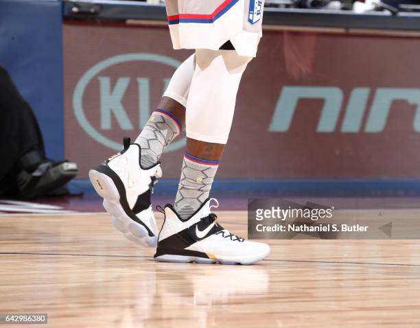 LeBron James of the Eastern Conference All-Stars sneakers during the NBA All-Star Game as part of the 2017 NBA All Star Weekend on February 19, 2017...